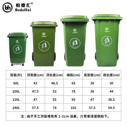 大型垃圾桶户外240升大号挂车商用室外120l小区带盖村街道环卫筒