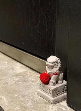 迷你看门狮迷你小狮子摆件绣球狮装饰品石雕水泥狮中式一对狮子石