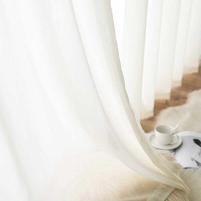 2021流行加厚乱麻纱帘透光不透人白纱帘阳台纱客厅半遮光窗纱窗帘