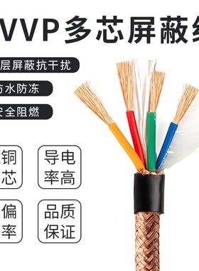 屏蔽线ZRRVVP2 3 4芯0.5 0.75 1 1.5 2.5平护套线信号控制电缆线