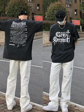 男孩子衣服搭配帅气T恤套装小众设计师男装2024新款男大学生穿搭