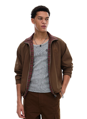 Karma8a 复古插肩格纹两面穿夹克情侣外套男女同款攀岩外套