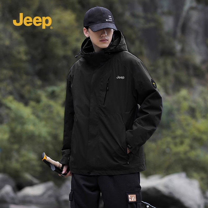 吉普冲锋夹克男春秋季登山服外套