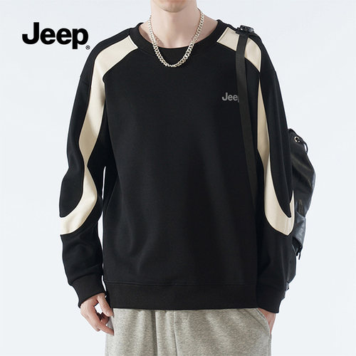 Jeep吉普秋冬加绒圆领卫衣男