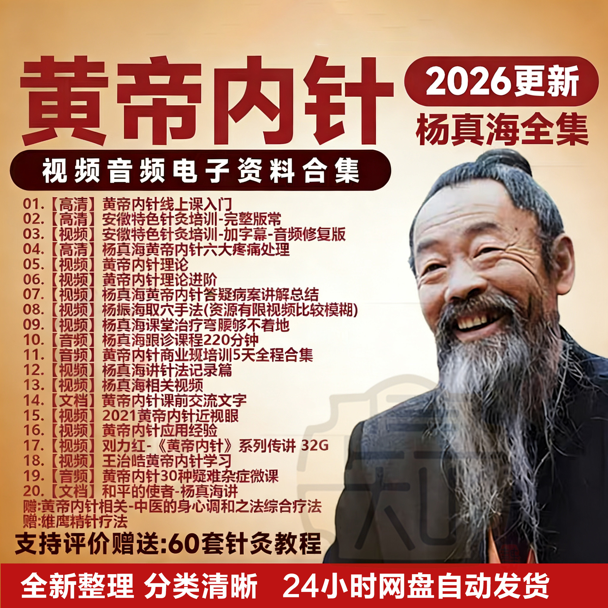 黄帝内针教学视频杨真海刘力红中医针灸疗法全集课程讲座教程合集