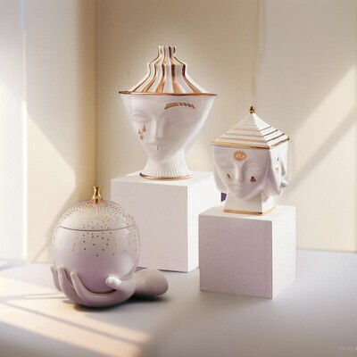 美国Jonathan Adler镀金朱丽叶盒陶瓷客厅轻奢艺术收纳摆件装饰礼