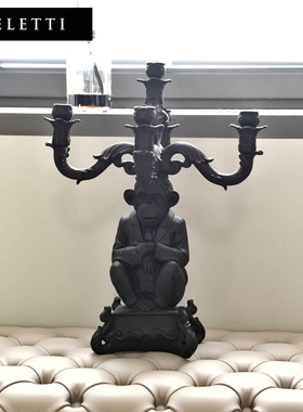 Seletti烛台三不猴小猩猩客厅情绪稳定摆件装饰艺术品