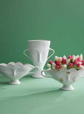 美国Jonathan Adler原装缪斯朱丽叶白瓷花瓶果碗轻奢家居装饰摆件
