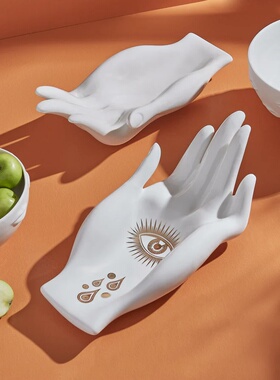 美国Jonathan Adler原装Eve手造型镀金陶瓷托盘果盘装饰摆件个性