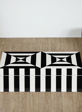 美国Jonathan Adler原装首饰盒Op Art欧普艺术装饰漆盒装饰摆件