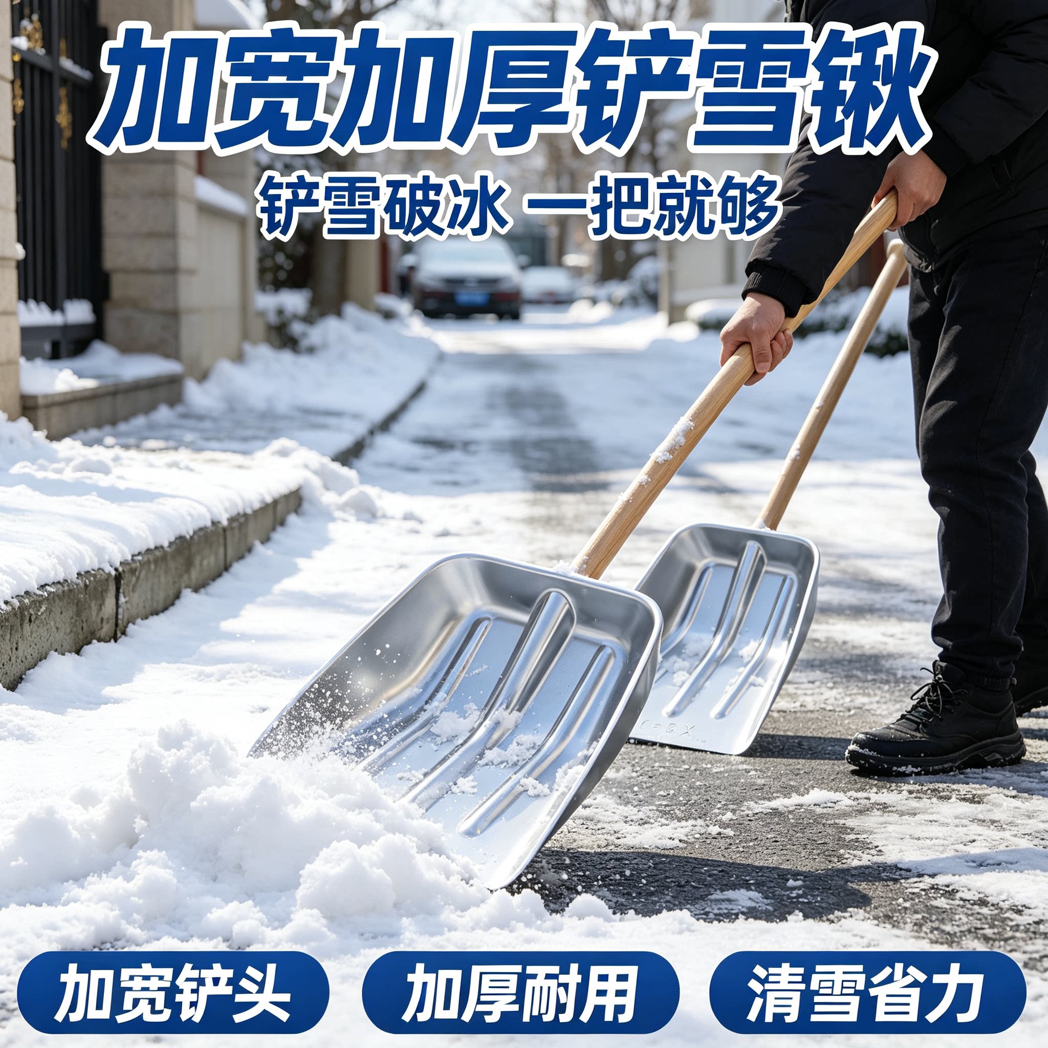 加厚不锈钢雪铲除雪铲粮食铲子锨头农用塑料锹玉米铁锹铲雪锹工具图片