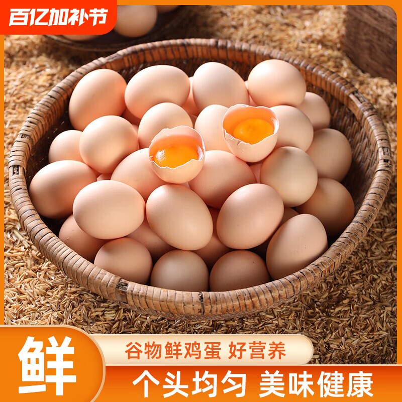 农家自养鲜鸡蛋谷饲喂养谷物蛋单枚50g柴鸡蛋新鲜早餐食用