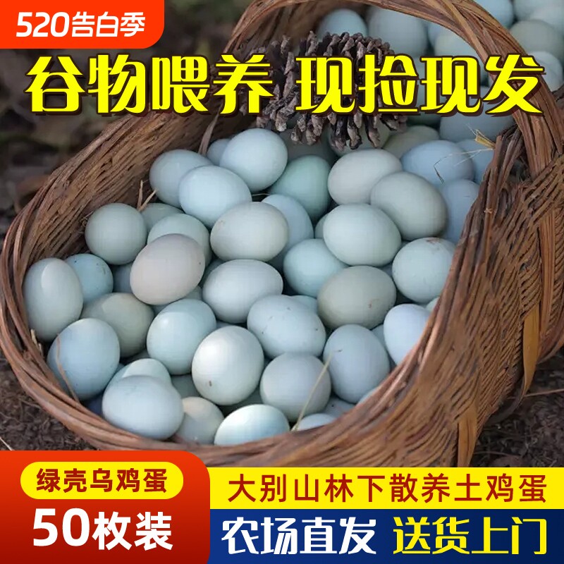 乌鸡蛋正宗农家散养50枚大别山跑山鸡虫草谷物蛋绿壳土鸡蛋新鲜