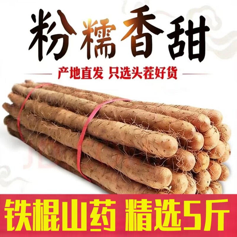 正宗新鲜铁棍山药小白嘴山药现挖现发软糯香甜精选5斤装