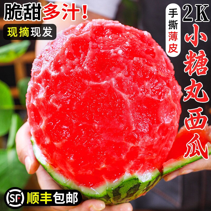 顺丰山东2k小糖丸西瓜水果新鲜迷你冰淇淋当季整箱包邮麒麟甜薄皮