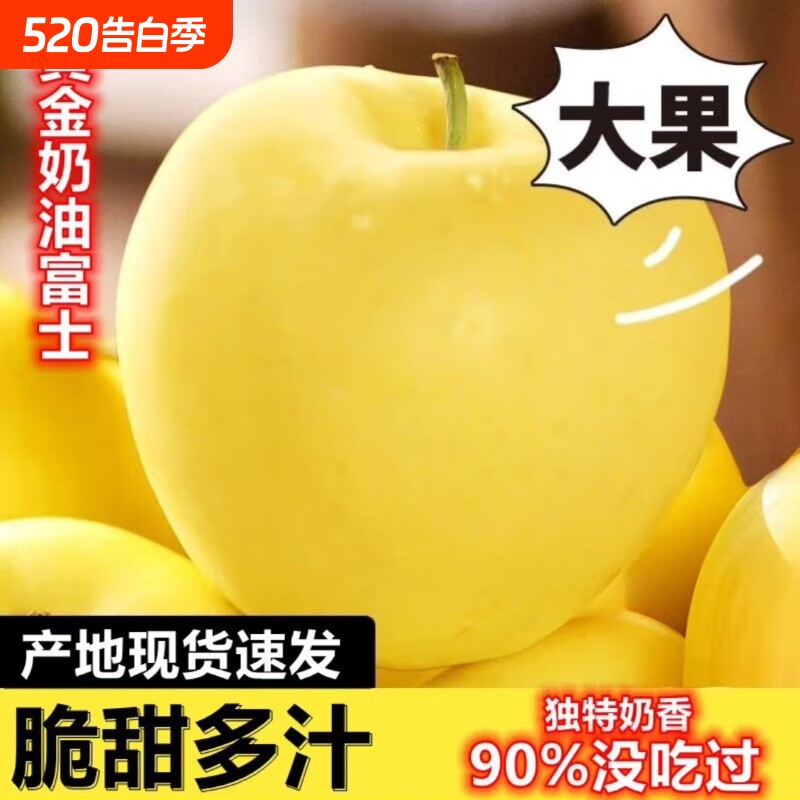 山东黄金奶油富士苹果爆汁脆甜新鲜水果当季采摘纯天然无公害批发
