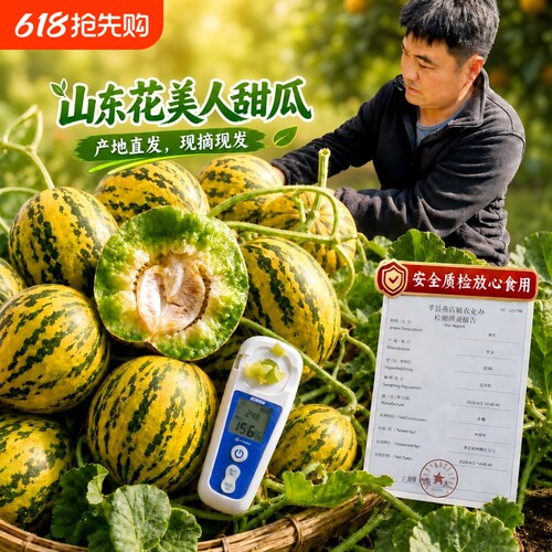 山东甜瓜香瓜应季花美人水果脆甜多汁小蜜蜂冰糖脆瓜新鲜水果包邮