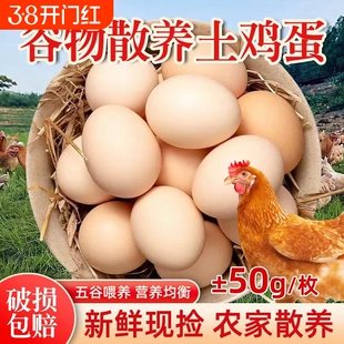 农村散养土鸡蛋30枚湖北大别山虫草谷物蛋不腥现捡现发当日鲜鸡蛋