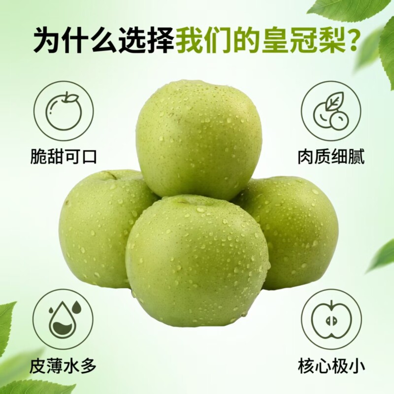 河北青皮皇冠梨新鲜水果梨子脆甜多汁产地直发当季水果整箱包邮