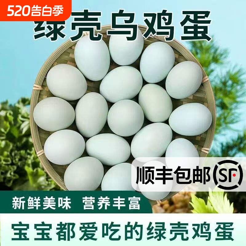 顺丰包邮正宗原生态农家散养绿壳乌鸡蛋笨鸡蛋新鲜初生蛋约35-45