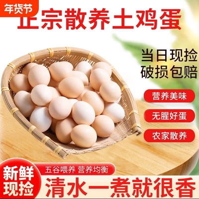 农家谷物鸡蛋新鲜农家散养土鸡蛋柴鸡蛋笨鸡蛋鲜鸡蛋现捡45g50枚