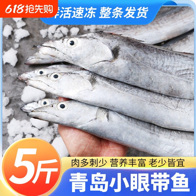 新鲜带鱼整条刀鱼正宗小眼鲜活冷冻海捕雷达网带非舟山带鱼段水产
