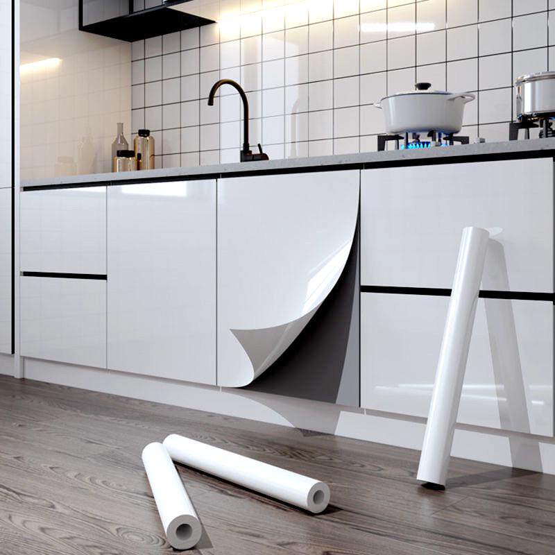 可移除厨房柜门壁纸加厚橱柜衣柜门贴纸家具翻新防水防油自粘墙纸