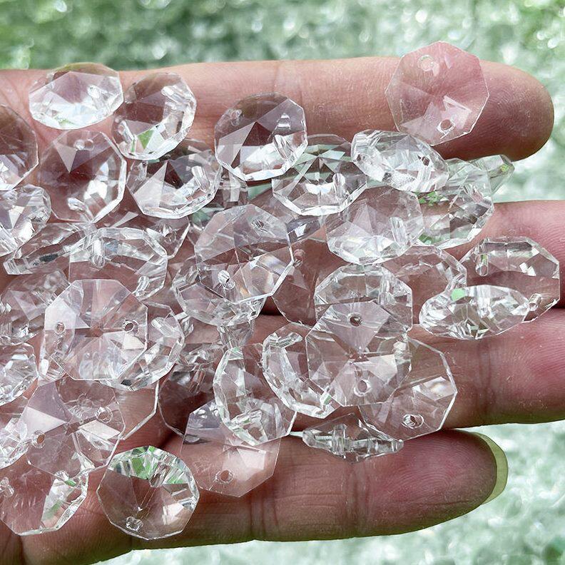 热销透明K9水晶八角珠水晶灯饰配件珠子工程装饰玄关隔断珠帘散珠