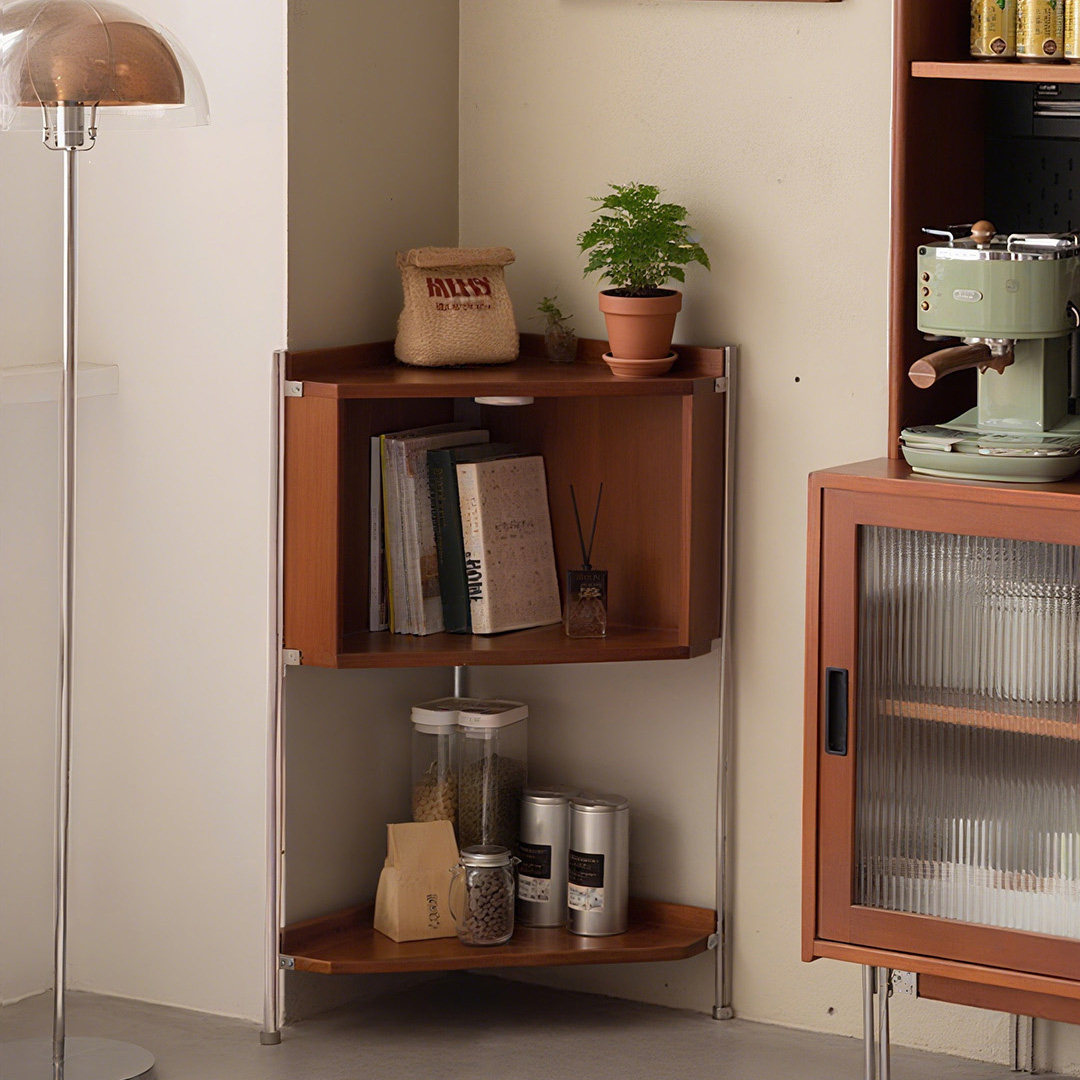 中古风包豪斯实木矮款三角柜收纳