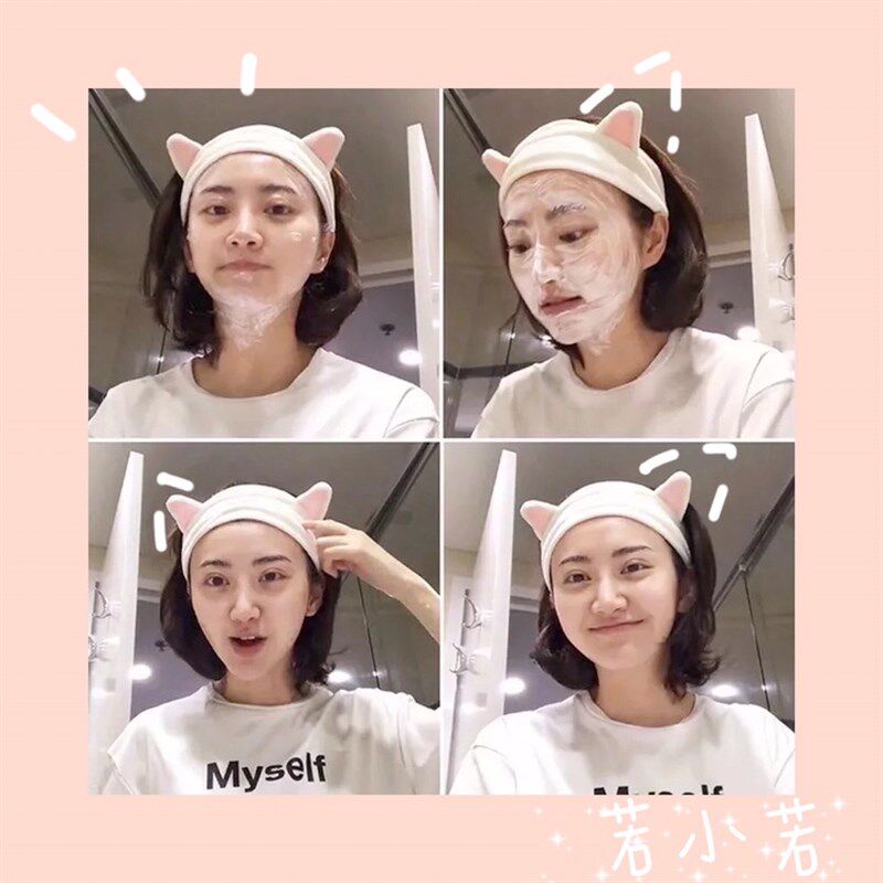 速发【包朵】妆脸发带化洗束发带可爱猫耳邮头巾敷发箍绑发带