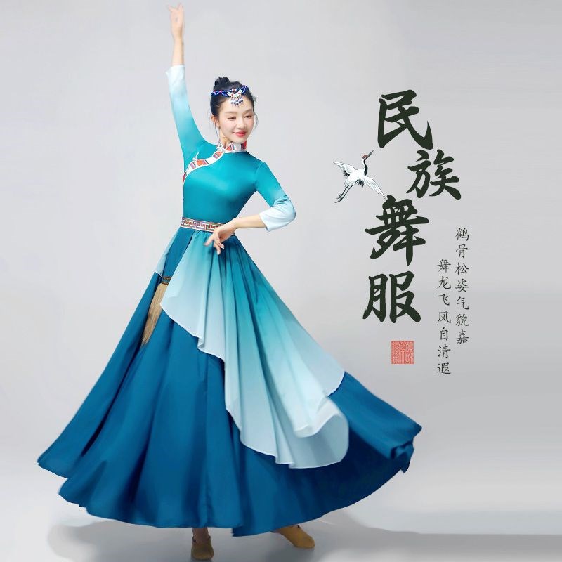 速发新款藏族舞蹈演出服装半身裙广场舞藏舞长裙大摆裙藏族练习裙