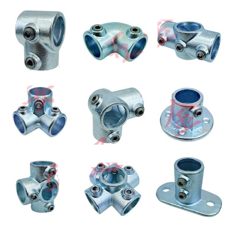速发60mm2寸钢管连接件镀锌管钢管圆管2寸两通三通底座配件护栏接