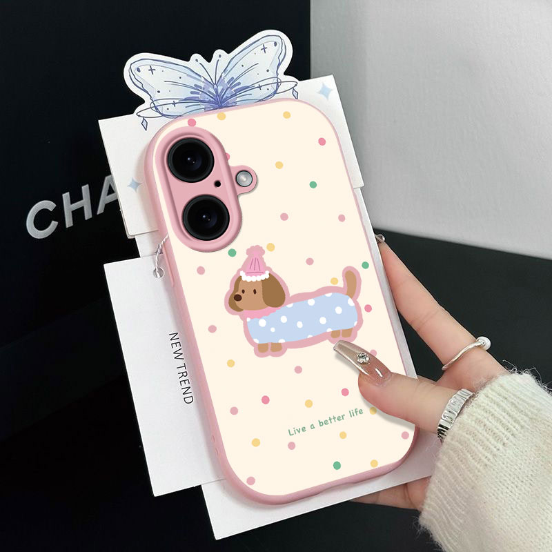适用苹果16手机壳女新款iphone15promax腊肠狗15专用14plus高级13mini可爱12防摔11硅胶xs简约8P全包SE保护套