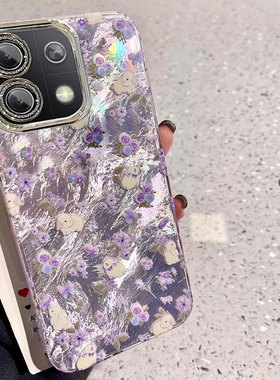 适用红米note13手机壳14ProPlus碎花兔子15Pro+小清新女款12Turbo高级感小众11/10自带镜头膜radmi全包防摔壳