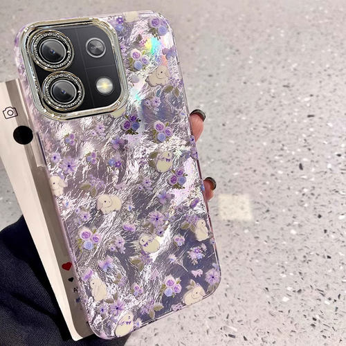 适用红米note13手机壳14ProPlus碎花兔子15Pro+小清新女款12Turbo高级感小众11/10自带镜头膜radmi全包防摔壳