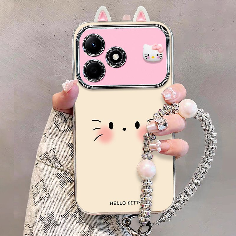 适用荣耀X60i新款手机壳KT猫公仔X70Pro可爱卡通x50GT高级感女X40网红爆款X30全包防摔保护套honor电镀大视窗