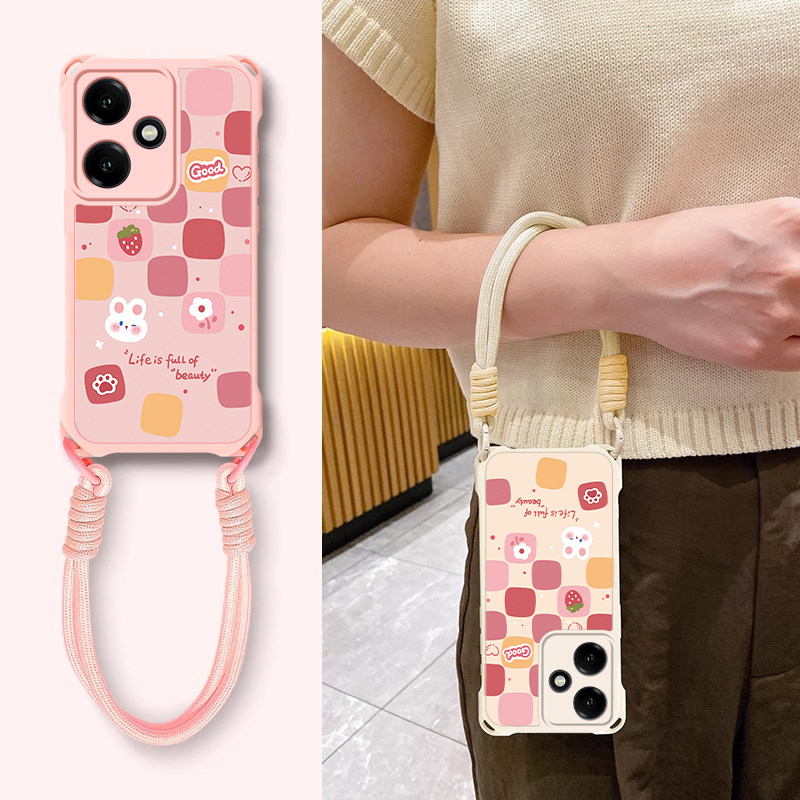 适用华为荣耀400手机壳300ultra格子兔子200Pro新款100可爱90卡通风80高级感70少女心60SE全包防摔四角挂绳壳,3C数码配件,手机保护套/壳,淘宝优惠券,粉丝福利购,淘宝优惠卷