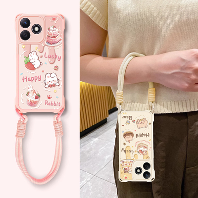 适用荣耀新款轻奢高级四角挂绳壳