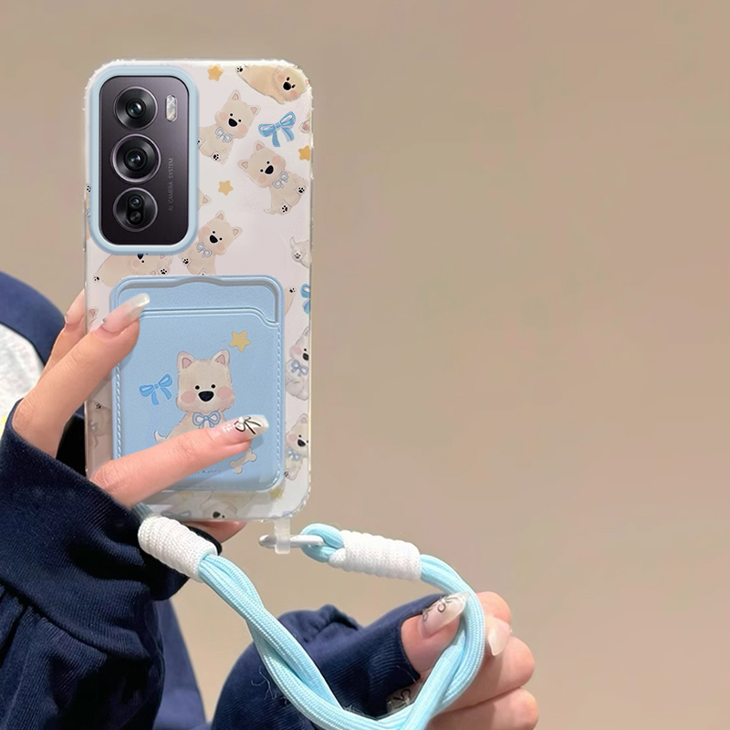 适用手机壳OPPOReno12新款西高地小狗oppo趣味reno10卡通reno9小众reno8带挂绳reno7se卡包6专用reno5k保护套