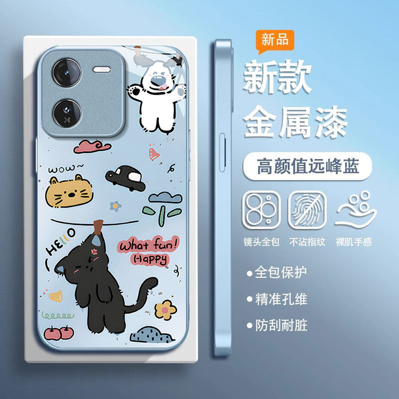 适用vivoiqooz9x手机壳小狗猫咪Z8新款女7x高级感iqooz6防摔iqooz5硅胶iqooz3液态创意专用玻璃全包保护套女