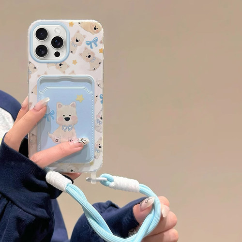 适用苹果15ProMax手机壳iphone14plus新款西高地小狗ip13趣味12pro卡通小众11带挂绳8/7/6卡包xs专用x保护套