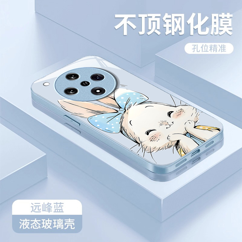 适用OPPOFindX8手机壳X8S+蝴蝶结兔子X7ultra可爱卡通风x6Pro新女款带挂绳x5全包防摔x3创意OPPO金属漆玻璃壳