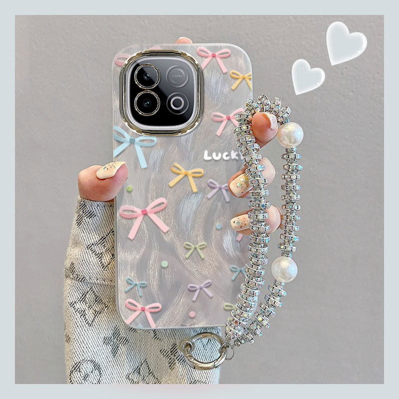 适用iQOOZ10turbo手机壳Z9X多巴胺蝴蝶结Z8网红爆款Z7轻奢高级Z5女新款icoo爱酷Z3全包防摔vivo带手链镜头膜