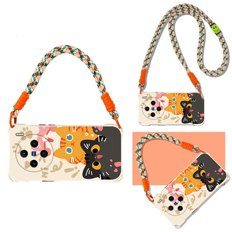 适用vivoX100手机壳X200ultra三祇猫咪x90s女新款x80Pro可爱卡通创意x70轻奢高级x60全包防摔vivo四角挂绳壳,3C数码配件,手机保护套/壳,淘宝优惠券,粉丝福利购,淘宝优惠卷