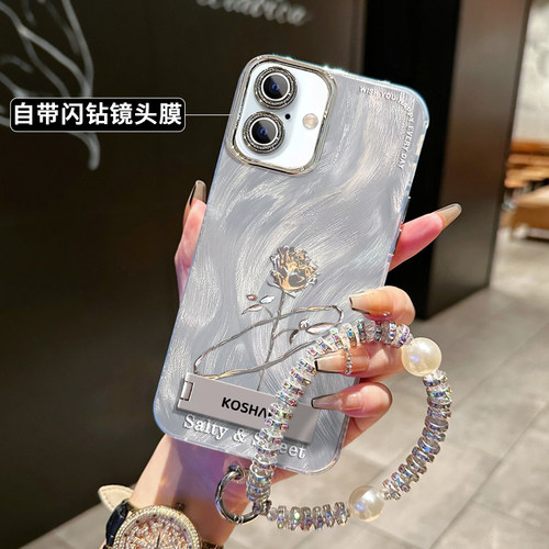 适用苹 果16手机保护壳iphone15promax新款14plus铂金玫瑰ip13高级全包12防摔好看专用镜头膜11液态矽胶保护