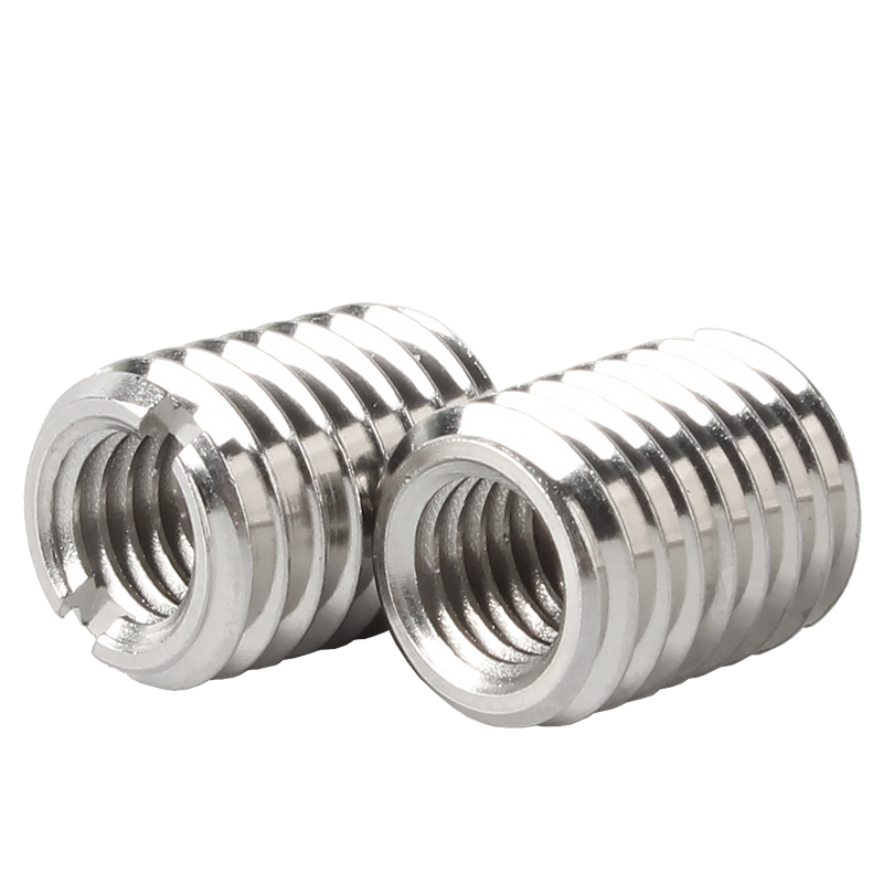 304不锈钢自攻螺套一字槽螺纹护套衬套内外牙螺母自攻牙套螺丝套