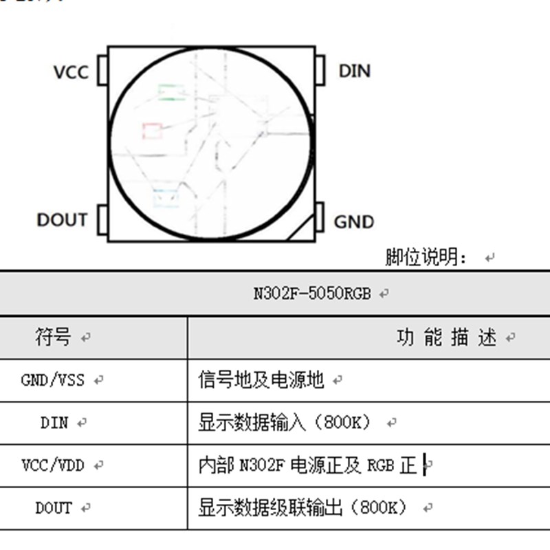 四脚内置驱动IC灯珠WS2812B-4 WS2811集成5050RGB DC5V广告灯珠