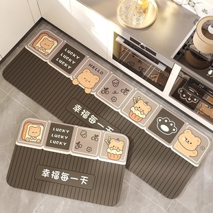 硅藻泥厨房地垫防滑防油可擦耐脏免洗专用脚垫吸水卡通地毯可裁剪