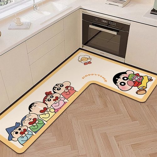 卡通硅藻泥厨房地垫防油防滑可擦免洗L形脚垫7字型吸水耐脏地毯垫