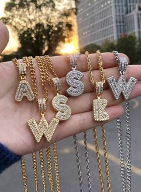 Bling Savage Initial Letters Neckl for Women Stainless St
